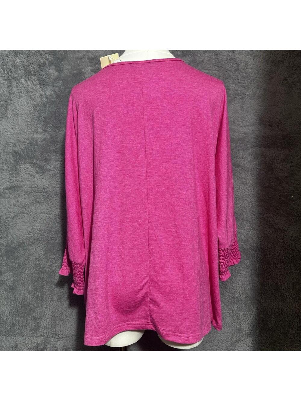 NWT Dokotoo Size XL Pink Color 3/4 Dolman Sleeve Knit Blouse - Picture 12 of 12